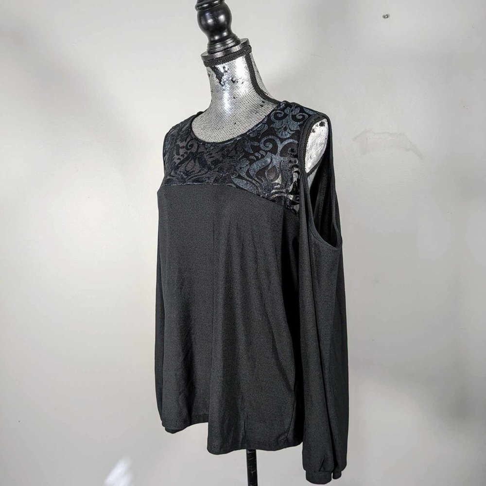 NWT ALISON ANDREWS VELVET COLD SHOULDER PULLOVER TOP - XL